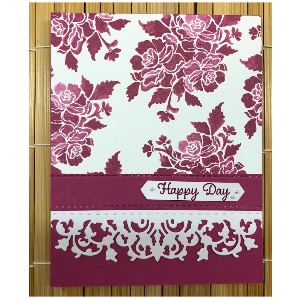 Handmade “Happy Day” Floral Lace Greeting Card